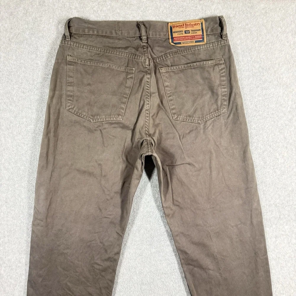 Diesel KULTER Straight Leg Chinos Mens 31x31 Dark Beige Canvas Pants READ Tag 33